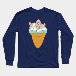 Kawaii cute ice cream dog t-shirt Long Sleeve T-Shirt